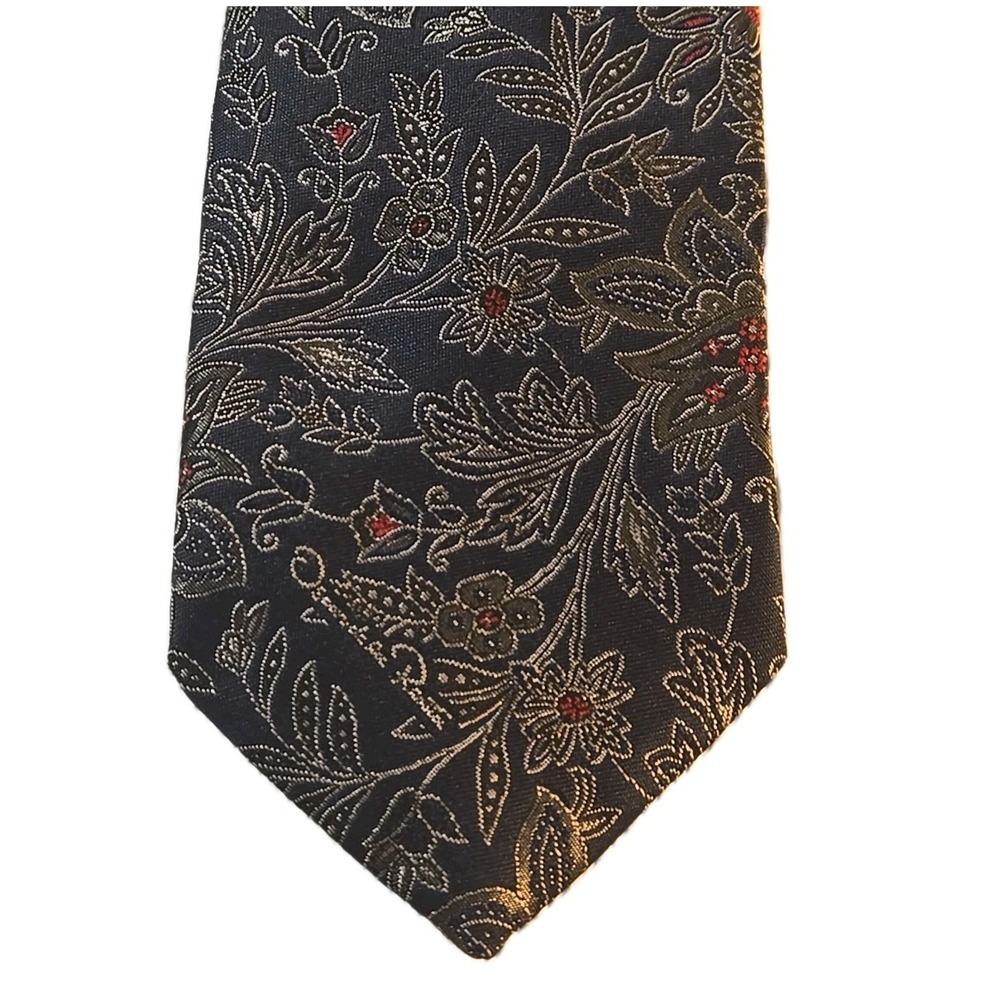 Vtg Oscar de la Renta Silk Tie Blue Gold Paisley 57" Classic Luxury Designer Men